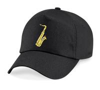 Vintage Style Embroidered Saxophone Baseball Cap (UK, Alpha, One Size, Black)