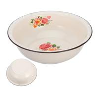 Vintage-Style Enamel Mixing Bowl 11.8 Inch Multi-Functional Large Basin for Dough Preparation and Salad Serving in Kitchen