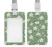 Vintage Style Flowers Badge Holder Vertical Id Card Holder with Lanyard Heavy Duty Name Tag Holders Waterproof Work Badge Holder for Office Cruise Teacher Cute Badge Protector