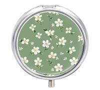 Vintage Style Flowers Pill Box Medicine Pill Organizer 3 Compartment Daily Pill Case Small Pill Container Round Pill Holder Travel Pill Box Metal Pill Case for Purse Pocket