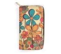 Vintage Style Flowers Slim Thin Credit Card Wallet, PU Leather Bifold Cash Wallet, Zipper Coin Pocket Id Window Wallet Storage Bag Wallet Coin Purse Pouch Change Holder Small with Zipper for Men And W
