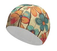 Vintage Style Flowers Swim Cap Comfortable Adult Swimming Cap Non Slip Swimming Cap for Long Hair Elasticity Swimming Hat Unisex Adult Bathing Pool Cap Keep Hair Dry