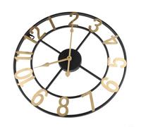 Vintage Style For outdoor Metal Wall Clock with Quiet Sweep Movement Large Numbers for Easy Reading for Indoor and For outdoor Areas (H)