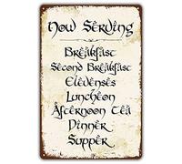 Vintage Style Funny Tin Sign, Second Breakfast Kitchen Sign, Gift for LOTR Fans, Metal Signage, 8x12 Inches
