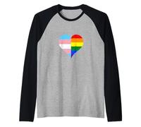 Vintage Style Gay and Trans Pride Flag for LGBTQ Pride Month Raglan Baseball Tee