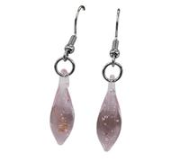Vintage Style Glass Drop Earrings - Handcrafted Glitter Art Dangles, Elegant Leaf-Shaped Design for Daily & Evening Wear, Glass, No Gemstone