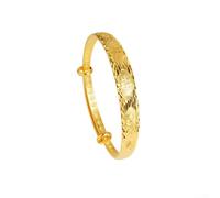 Vintage Style Gold Plated Copper Adjustable Bracelet from Vietnam with Dragon Phoenix and Fu Character Design for a Comfortable and Accessory (A)