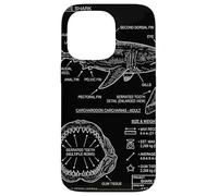 Vintage Style Great-White Shark Blueprint Case for iPhone 13 Pro