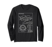 Vintage Style Great-White Shark Blueprint Long Sleeve T-Shirt