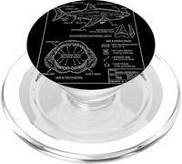 Vintage Style Great-White Shark Blueprint PopSockets PopGrip for MagSafe
