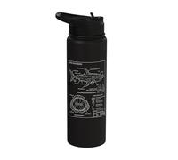 Vintage Style Great-White Shark Blueprint Stainless Steel Insulated Water Bottle