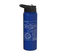 Vintage Style Great-White Shark Blueprint Stainless Steel Insulated Water Bottle