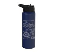 Vintage Style Great-White Shark Blueprint Stainless Steel Insulated Water Bottle