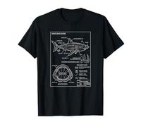 Vintage Style Great-White Shark Blueprint T-Shirt
