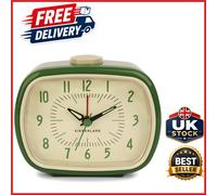 Vintage Style Green Alarm Clock Indoor Use Rectangular Plastic 8.9x10cm