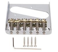 Vintage Style Guitar Bridge for 6 Strings, Single Tube Brass Saddle, Electric Guitar Accessory with Screws and Wrench, Silver Color, Retro Look, Replaceable Part
