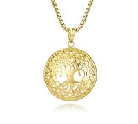 Vintage Style Hollowed Out Tree Of Life Titanium Steel Necklace, Niche Stainless Steel Pendant Pendant