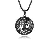 Vintage Style Hollowed Out Tree Of Life Titanium Steel Necklace, Niche Stainless Steel Pendant Pendant