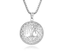 Vintage Style Hollowed Out Tree Of Life Titanium Steel Necklace, Niche Stainless Steel Pendant Pendant