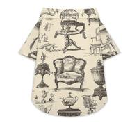Vintage Style Home Furniture Dog Shirt Soft Breathable Dog T-ShirtSummer Buttons Clothes Breathable Pet Apparel Daily Wear M