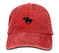 Vintage Style Horse Racing Silhouette Adjustable Baseball Cap Dad Hat Red
