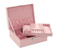 Vintage Style Jewelry Box Double Lock Storage Box Necklace Watch Ear Jewelry Box Large Capacity for Jewelry Storage(Pink)