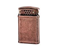 Vintage Style Kerosene Lighter, Copper-Toned Metal, Flint Spark Design(Without fuel) (Red)