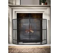 Vintage Style Large Black Folding Fireplace Guard Fire Screen Window Pane Fire Guard H75cm x W122cm Dibor Black One Size