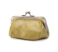 Vintage style leather women's mouth gold bag: stylish portable simple purse, high-end mini decorative bag, Fruit green, Retro Style