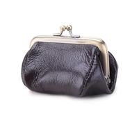 Vintage style leather women's mouth gold bag: stylish portable simple purse, high-end mini decorative bag, Coffee, Retro Style
