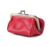 Vintage style leather women's mouth gold bag: stylish portable simple purse, high-end mini decorative bag, red, Retro Style