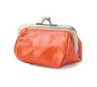 Vintage style leather women's mouth gold bag: stylish portable simple purse, high-end mini decorative bag, orange, Retro Style