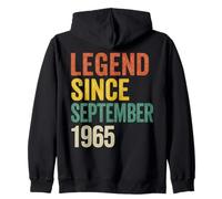 Vintage Style Legend Since September 1965 Retro Birthday Zip Hoodie