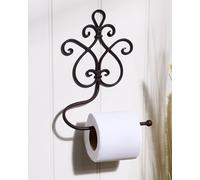 Vintage Style Lyon Ornate Scrolled Brown Iron Wall Toilet Roll Holder Dibor Brown One Size