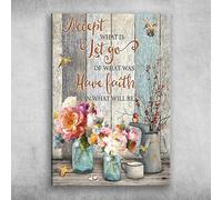 Vintage Style Metal Tin Sign Humming Bird Flower Canvas Accept What Is Let Go Of What Was Have Faith In What Will Be Tin Sign Retro Style Miller Beer Bar Den Halloween Painting Metal 8x12 inch