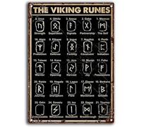 Vintage Style Metal Tin Sign Viking Rune Knowledge Wall Art Poster Retro Plaque Wall Decor Gift for Home Living Room Garage Man Cave Farm 8x12 Inch