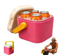 Vintage Style Mini Can Cooler, Compact Portable Cooler with Snap-On Lid & Flip-Up Handle, Retro Beverage Storage Box for Outdoor Gatherings, Tailgate, Camping & Daily Use (Pink, 12oz)
