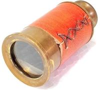Vintage Style Mini Telescope, 6 Inch Brass Spyglass with Red Leather Grip