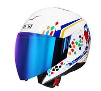 Vintage Style Motorcycle Half Helmet Open Face Helmets with Double Visor 3/4 Half Face Motorbike Crash Helmet for Men Women ECEDOT Approved Jet Helmets for Scooter Moped X,XL:61-62CM