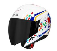 Vintage Style Motorcycle Half Helmet Open Face Helmets with Double Visor 3/4 Half Face Motorbike Crash Helmet for Men Women ECEDOT Approved Jet Helmets for Scooter Moped W,XL:61-62CM