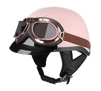 Vintage Style Motorcycle Half Helmets leather Motorbike Helmet DOTECE Approved Open-Face Half Helmets avce goggles Lightweight scooter helmet for Adults unisex four seasons D,XXL:63-64CM
