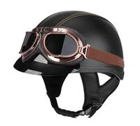 Vintage Style Motorcycle Half Helmets leather Motorbike Helmet DOTECE Approved Open-Face Half Helmets avce goggles Lightweight scooter helmet for Adults unisex four seasons G,XL:61-62CM
