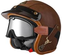 Vintage Style Motorcycle Helmet, Open Face Helmet with Sun Visor 3/4 Half Face Motorbike Crash Helmet DOT/ECE Approved Scooter Cruiser for Adults Men Women Retro Half Helmet 4,XL