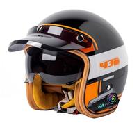 Vintage Style Motorcycle Helmet With Bluetooth Open Face Helmet with Sun Visor 3/4 Half Face Motorbike Crash Helmet DOTECE Approved Scooter Cruiser For Adults Men Women 14,XXL=63~64cm
