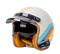 Vintage Style Motorcycle Helmet With Bluetooth Open Face Helmet with Sun Visor 3/4 Half Face Motorbike Crash Helmet DOTECE Approved Scooter Cruiser For Adults Men Women 2,M=57~58cm