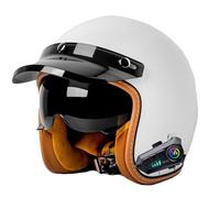 Vintage Style Motorcycle Helmet With Bluetooth Open Face Helmet with Sun Visor 3/4 Half Face Motorbike Crash Helmet DOTECE Approved Scooter Cruiser For Adults Men Women 23,L=59~60cm