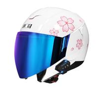 Vintage Style Motorcycle Helmets with Bluetooth Open Face Helmet with Double Visor 3/4 Half Face Motorbike Crash Helmets DOTECE Approved Scooter Half Helmet for Adults M,L:59-60CM