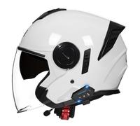 Vintage Style Motorcycle Open Face Bluetooth Helmet With Double Sun Visor 3/4 Half Face Motorbike Crash Helmet DOTECE Approved Scooter Cruiser For Adults Men Women U,M=57~58cm