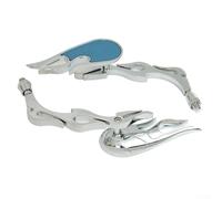 Vintage Style Motorcycle Rearview Mirror with Aluminum Alloy Frame and ABS Cover for Custom Scooter and Electric Bike Fit (Electroplating Blue)