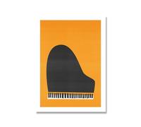 Vintage Style Musical Instrument Poster Orange Black Piano Drum Canvas Painting Modern Wall Picture Music Room Home Decor(D,30x40cm No Frame)